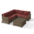 Bradenton Outdoor Wicker 4 Piece Sectional Seating Set With Sangria Cushions