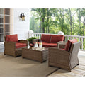 Bradenton 4 Piece Outdoor Wicker Seating Set With Sangria Cushions