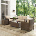Bradenton 5 Piece Outdoor Wicker Conversation Set With Sangria Cushions