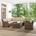 Bradenton 5 Piece Outdoor Wicker Seating Set With Sand Cushions