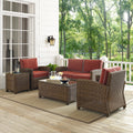 Bradenton 5 Piece Outdoor Wicker Conversation Set With Sangria Cushions