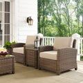 Bradenton Brown Wicker Sand Cushions Outdoor Conversation Set Set Of 3