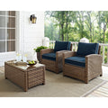Bradenton Outdoor Arm Chairs With Navy Cushions Set Of 2