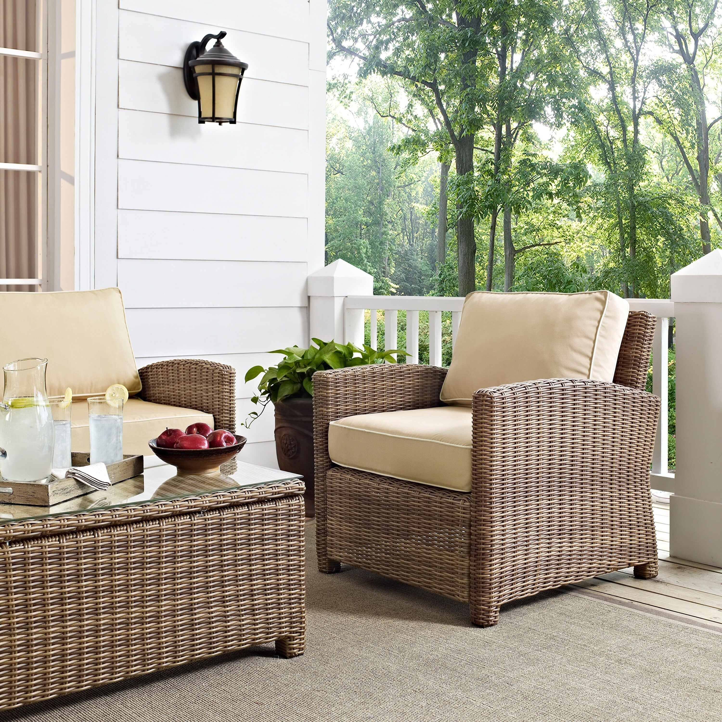 Bradenton Outdoor Wicker Arm Chair With Sand Cushions