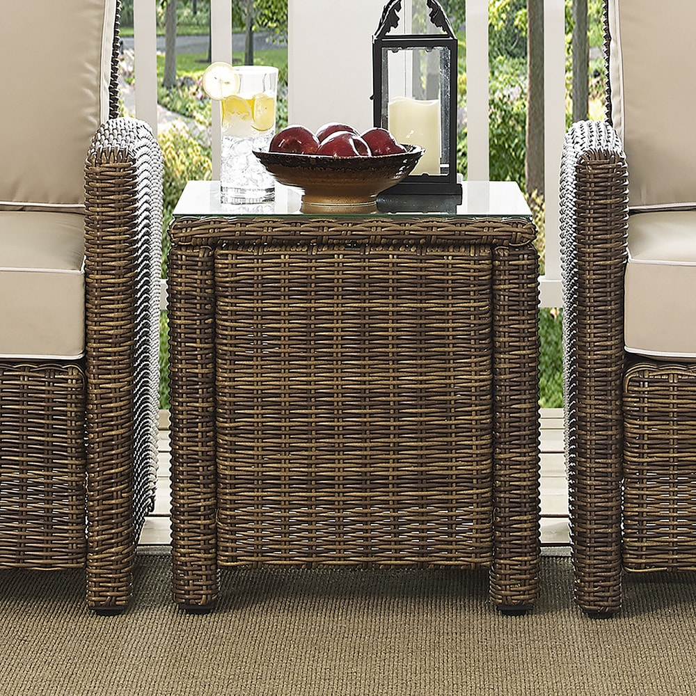 Bradenton Brown Wicker Rectangular Outdoor Side Table
