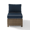 Bradenton Outdoor Wicker Sectional Center Chair With Navy Cushions