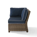 Bradenton Outdoor Wicker Sectional Corner Chair With Navy Cushions