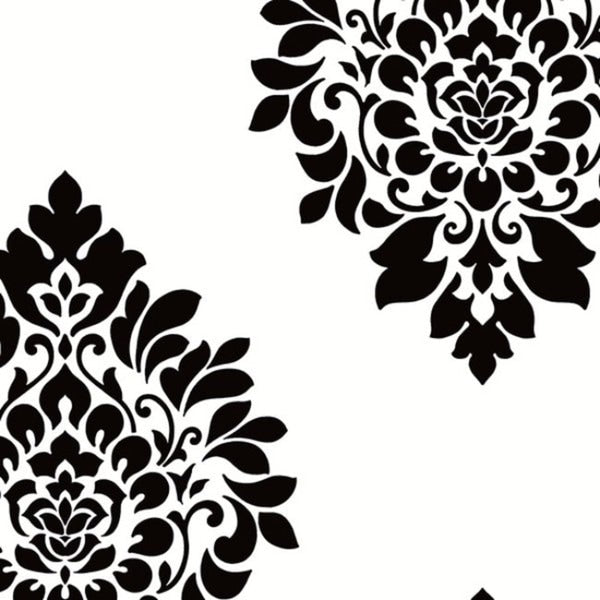 Bradford Blue And Black Vinyl 32.7 Foot X 20.5 Inch Large Damask Spot Wallpaper