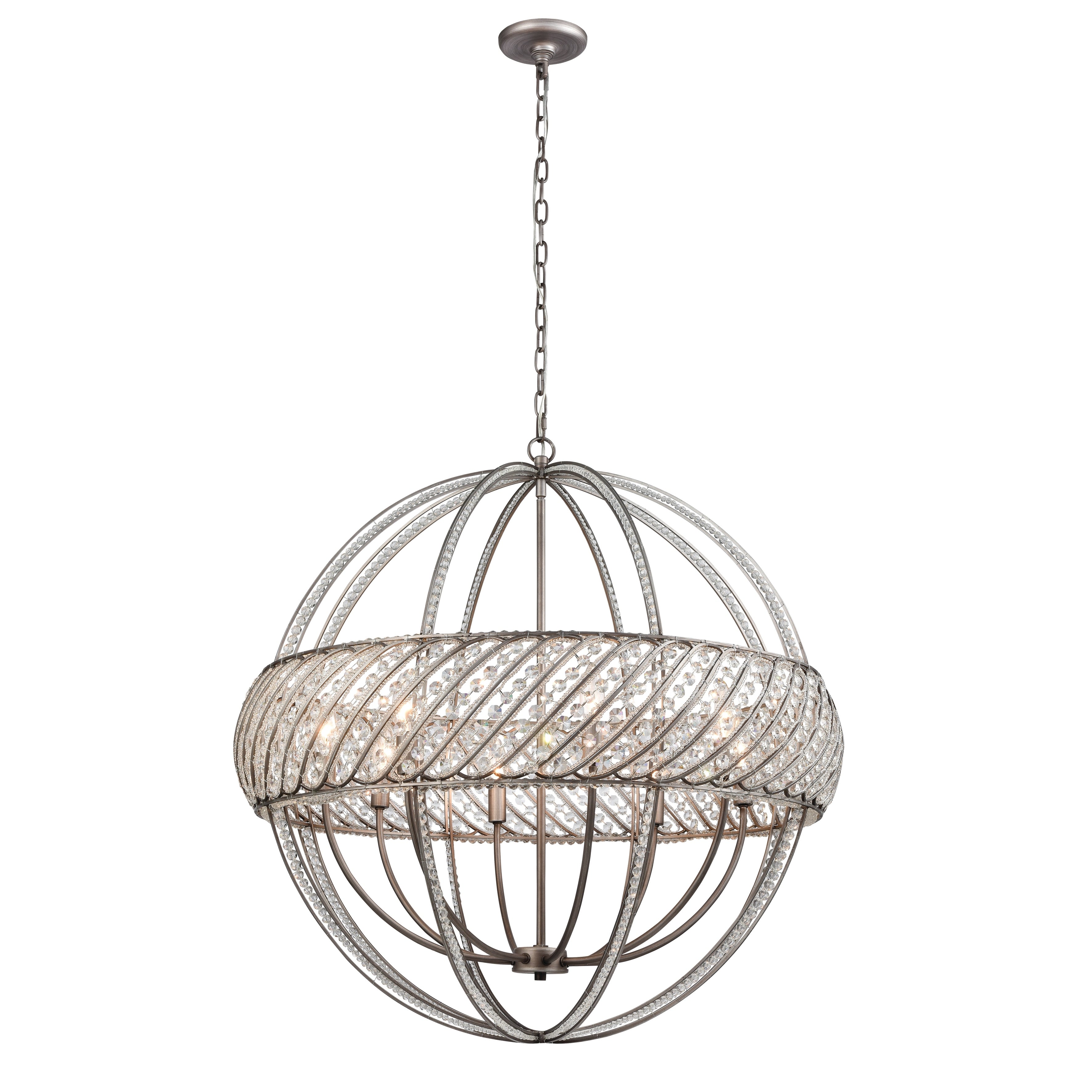 Bradington 32 Inch Wide 8 Light Chandelier In Weathered Zinc 32In W X 32In D X 32In H