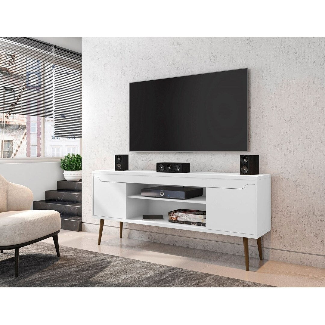 Bradley 62.99 Tv Stand With 2 Media Shelves And 2 Storage Shelves By Manhattan Comfort