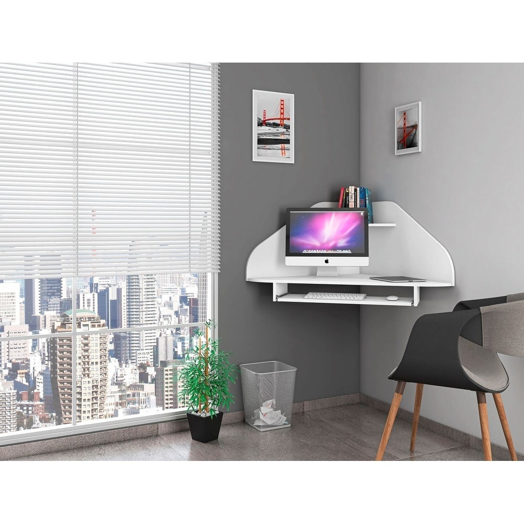 Bradley Floating Corner Desk With Keyboard Shelf By Manhattan Comfort