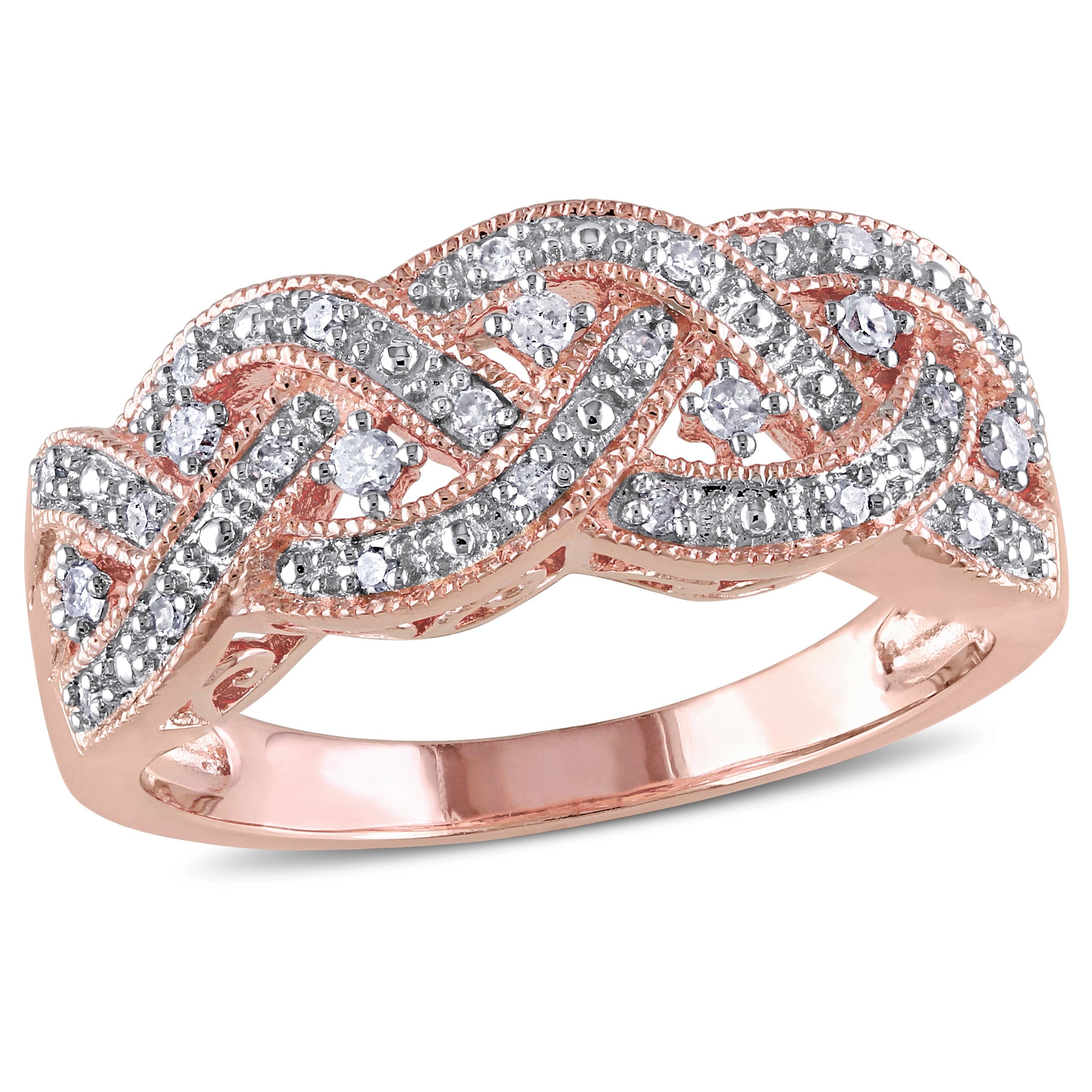 Miadora Rose Plated Silver 1 8Ct Tdw Diamond Ring