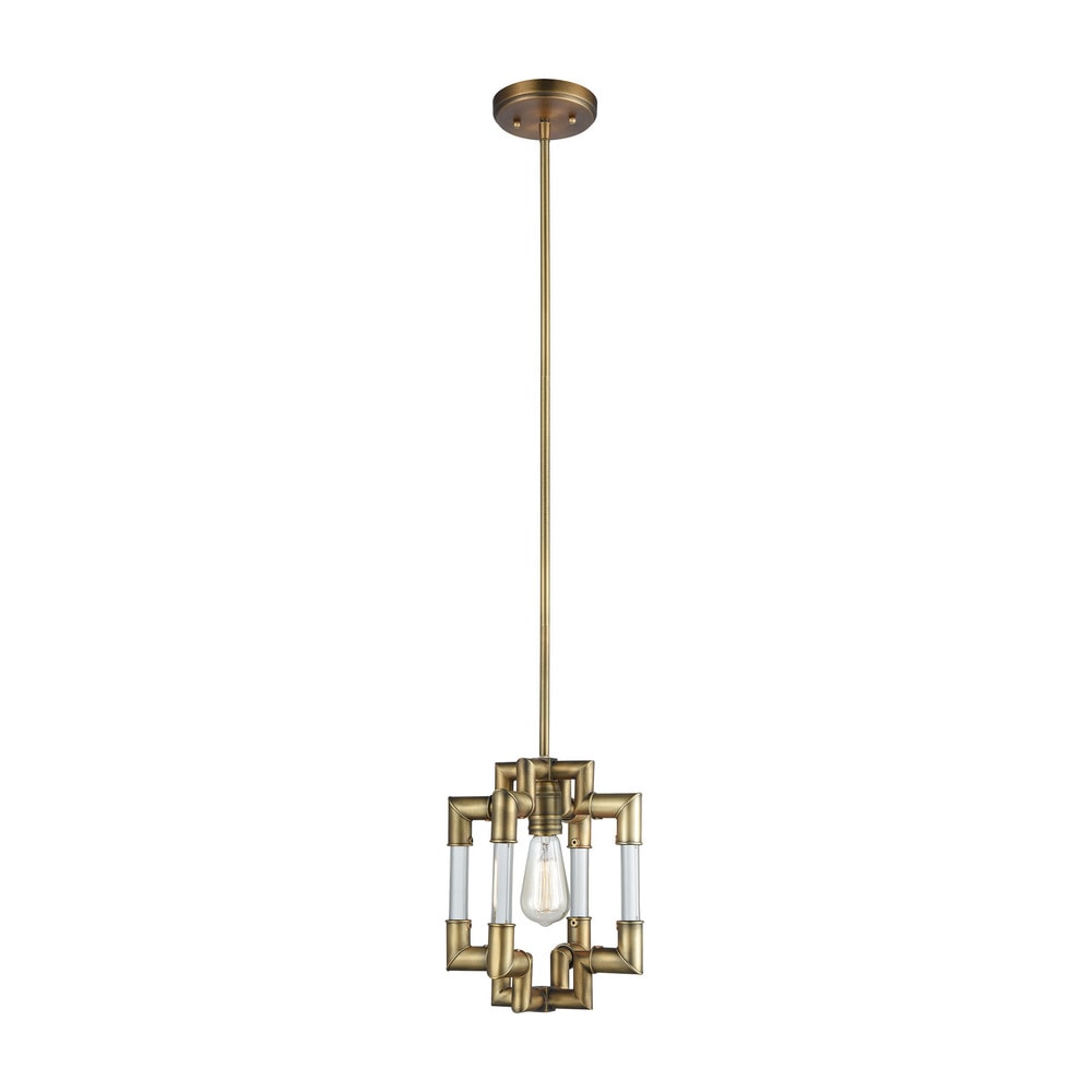 Elk Home Brandon Classic Brass Crystal 1 Light Pendant Classic Brass