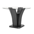 Brandon Counter Height Table 54 Inch Glass Top Glam Dark Gray Pedestal