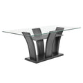 Brandon Dining Table 72 Inch Glass Top Dark Gray Glitter Pedestal