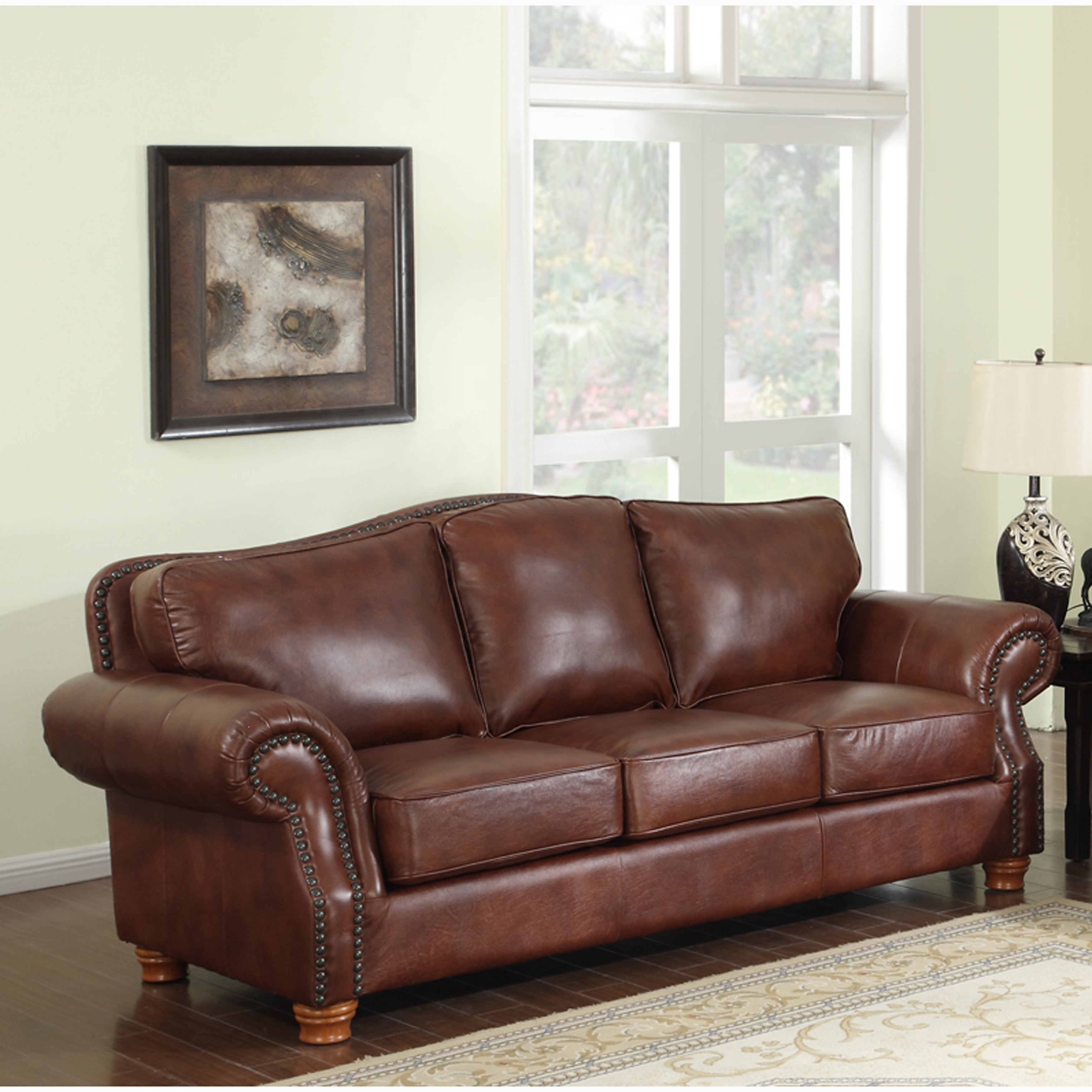 Brandon Distressed Whiskey Premium Top Grain Italian Leather Sofa