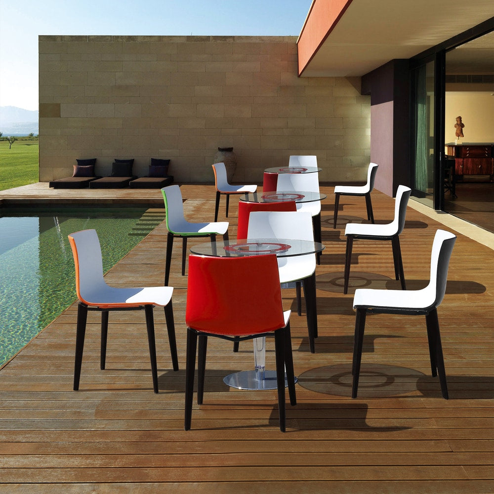 Branka Modern Two Toned Polypropylene Dining Chairs With Wooden Legs Set Of 2