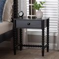 Brantley Spindle Nightstand 1 Drawer Bedside Table With Beaded Frame And Open Base For Bedroom