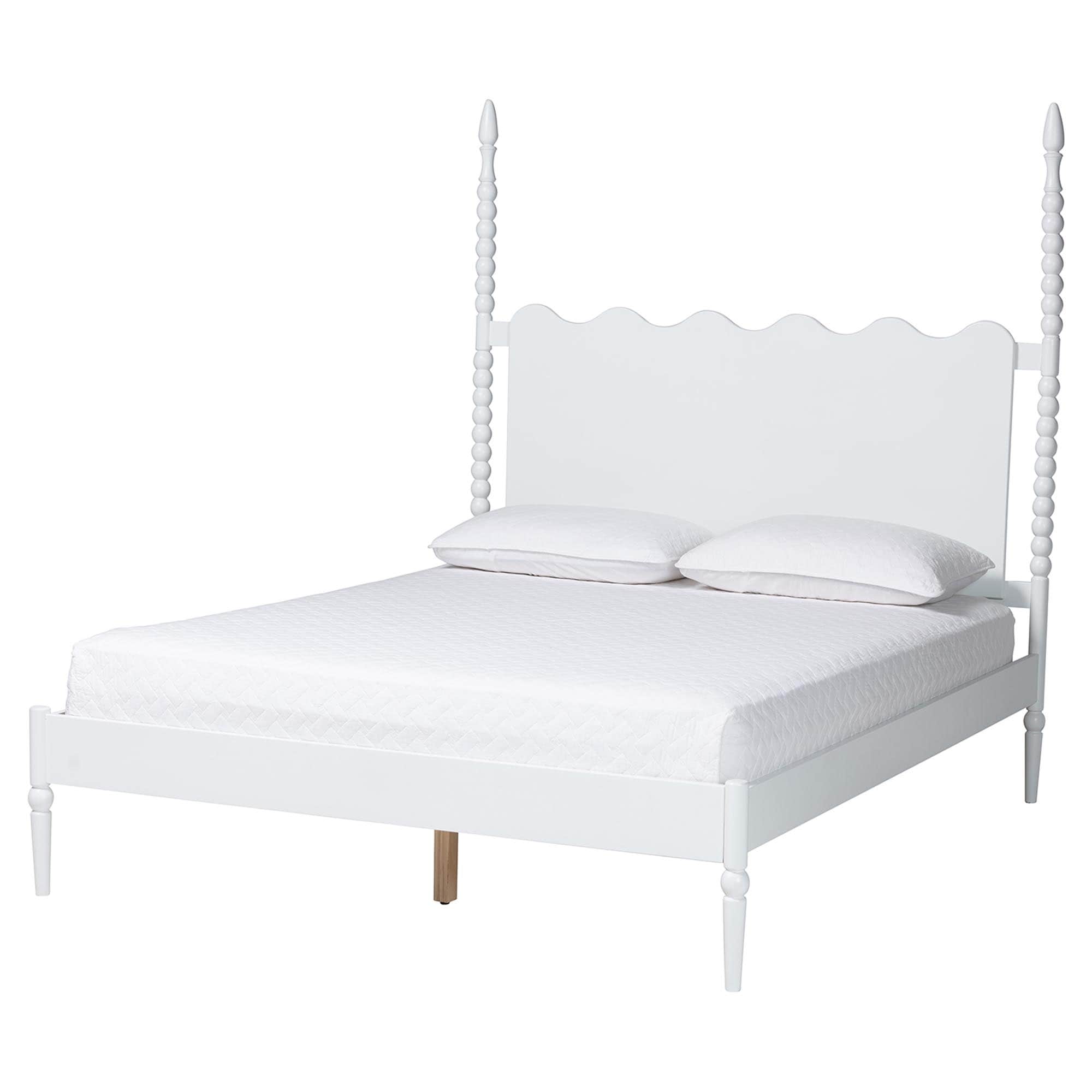 Brantley Spindle Platform Bed Farmhouse Bed Frame With Scalloped Headboard And Turned Posts