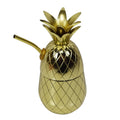 Brass Gold Pineapple Tumbler Shaker Mug With Straw And Rubber Seal