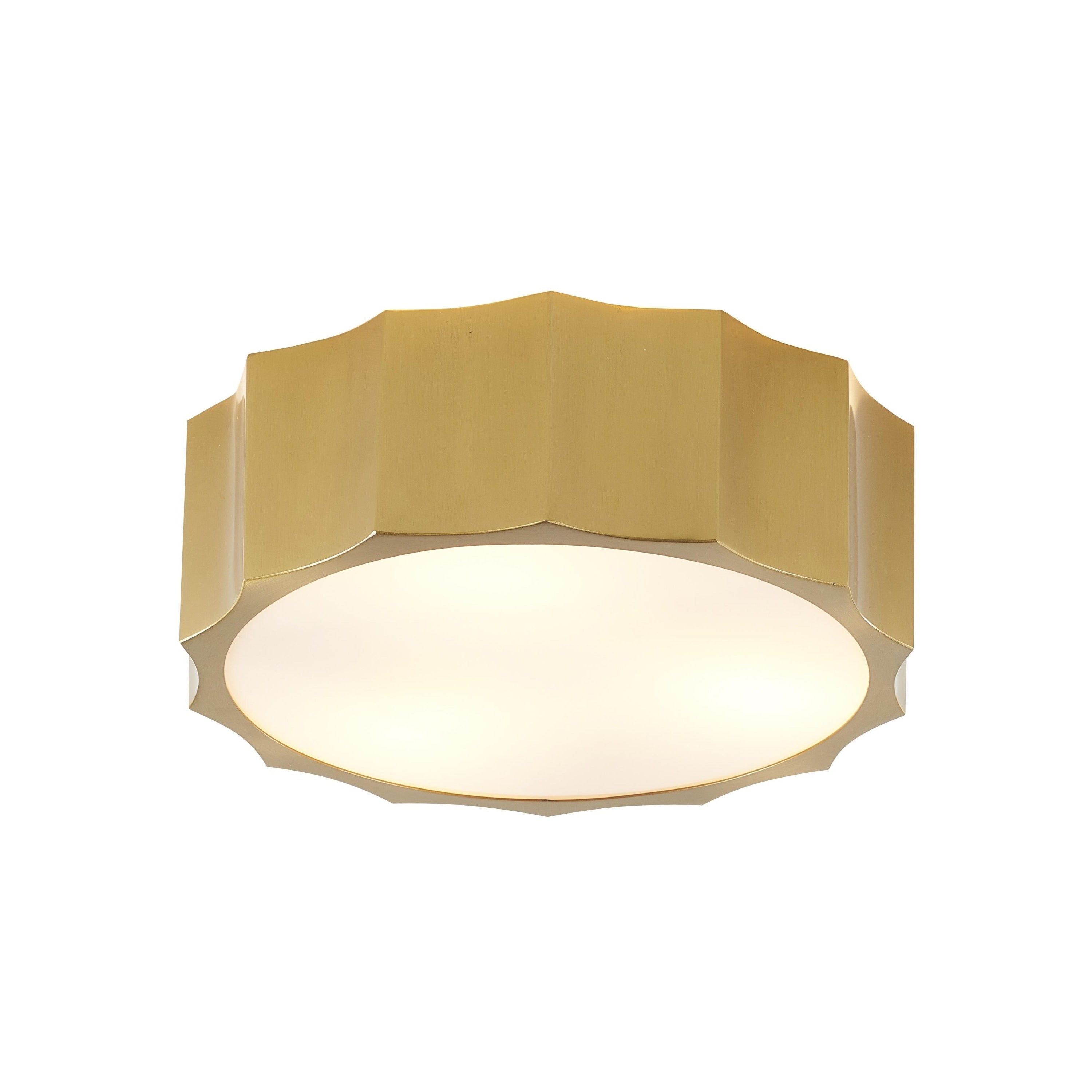Brass Iron Flush Mount With White Bottom Cover