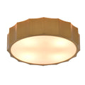 Brass Iron Flush Mount With White Bottom Cover