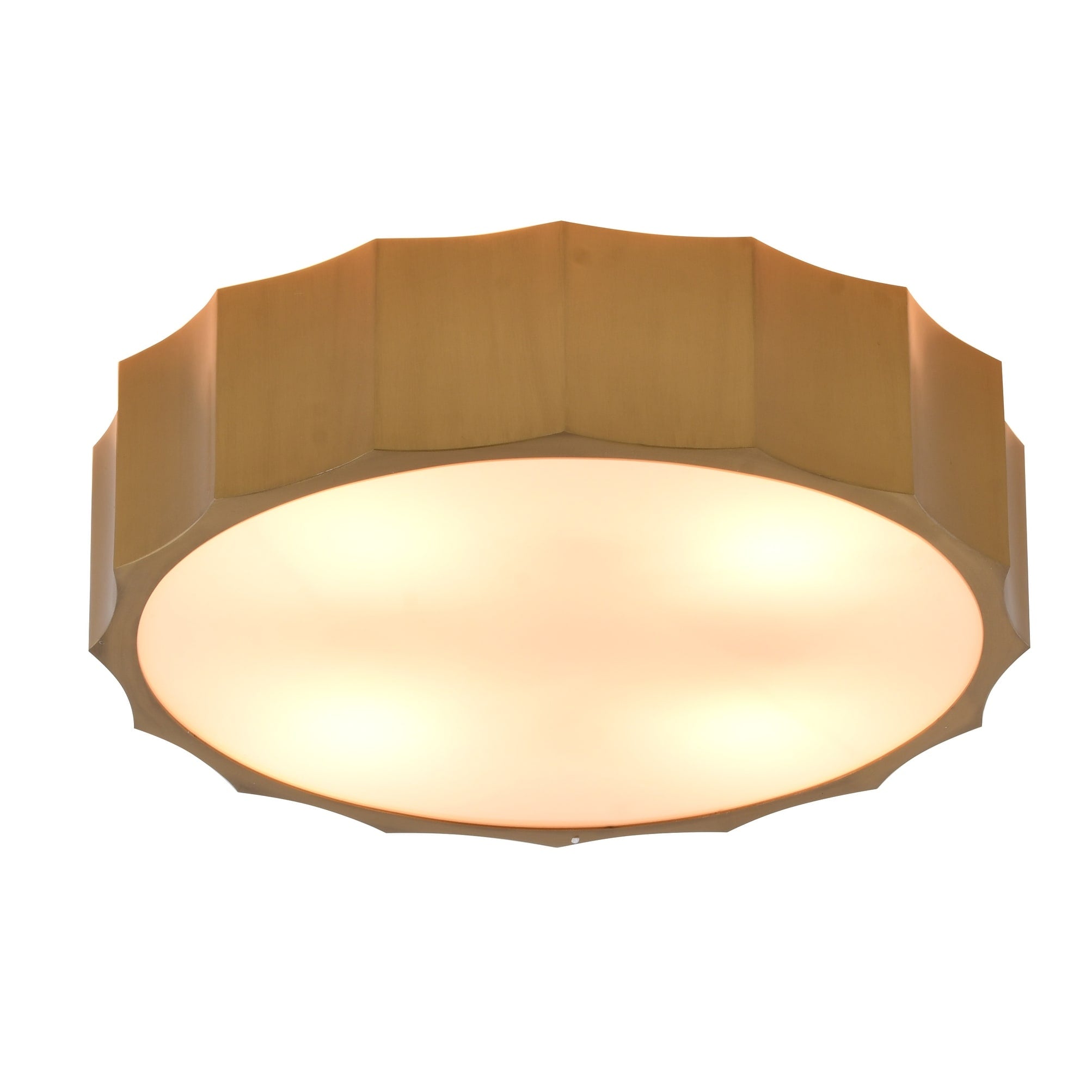 Brass Iron Flush Mount With White Bottom Cover