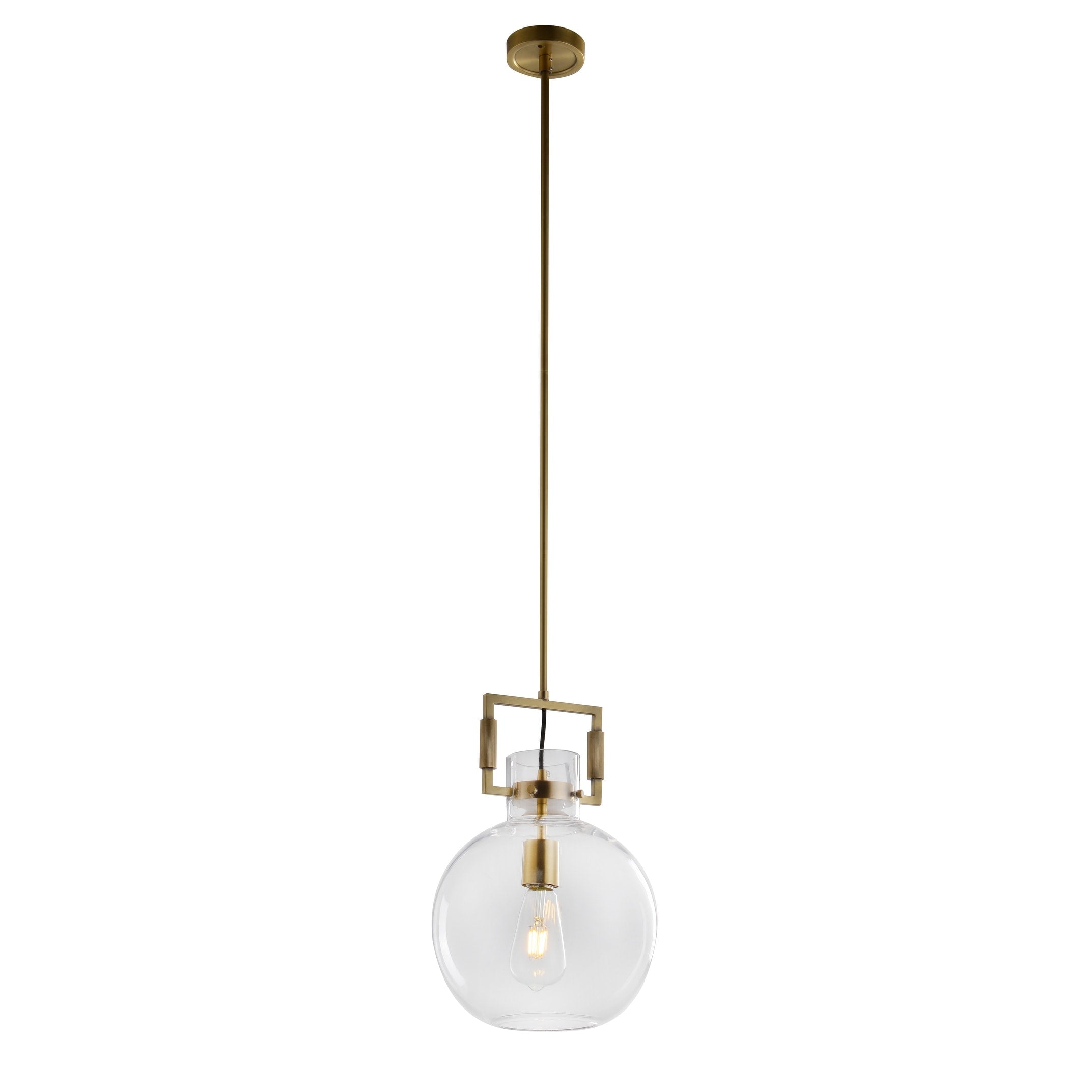 Brass Metal Single Pendant Lighting With Glass Shade