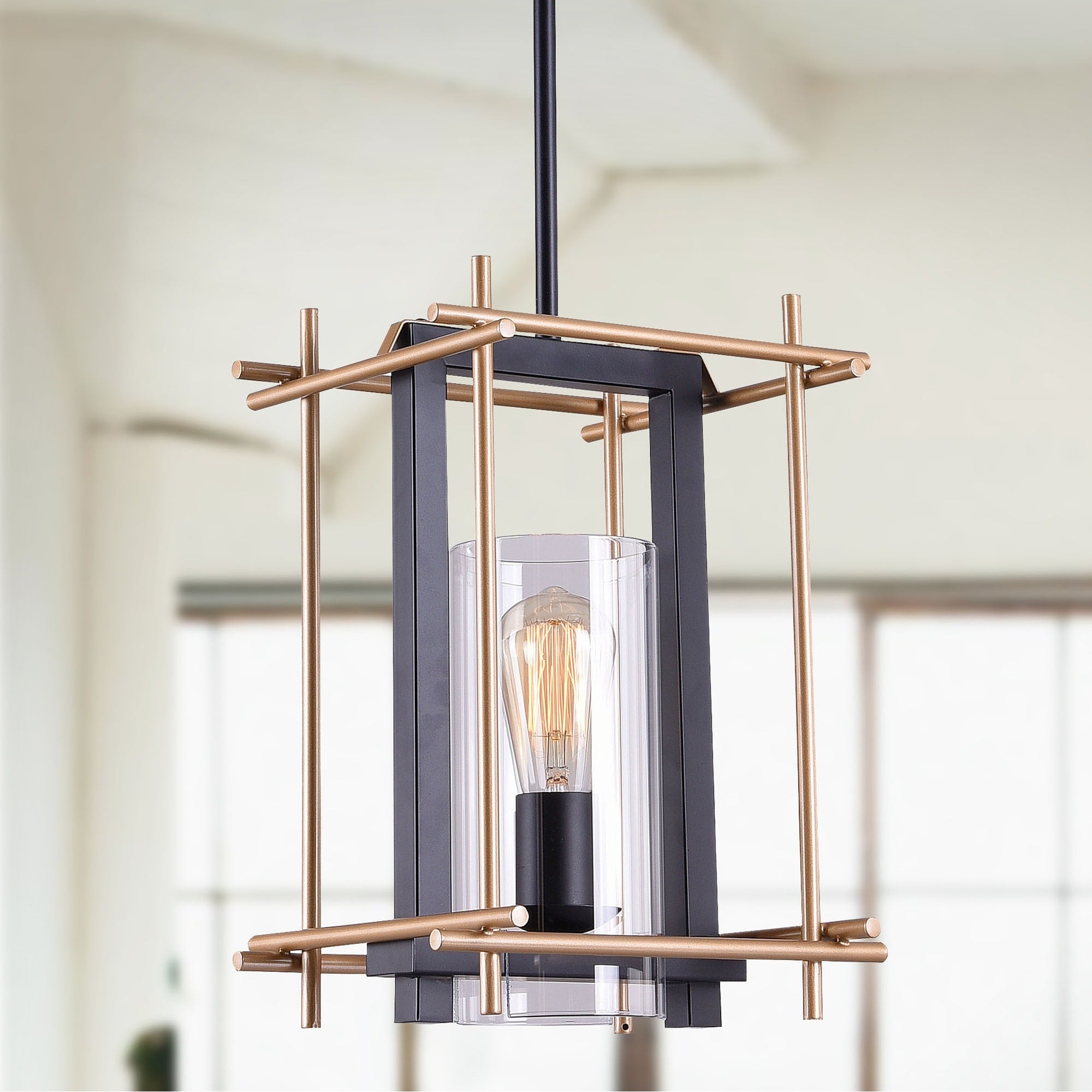 Braum Matte Black Gold Bronze 1 Light Pendant Light