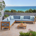 Brava Outdoor 7 Seater Acacia Wood Sectional Sofa Set By Christopher Knight Home