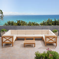 Brava Outdoor 9 Seater Acacia Wood Sectional Sofa Set By Christopher Knight Home