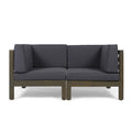 Brava Outdoor 2 Seater Sectional Acacia Wood Loveseat Set With Water Resistant Cushions By Christopher Knight Home
