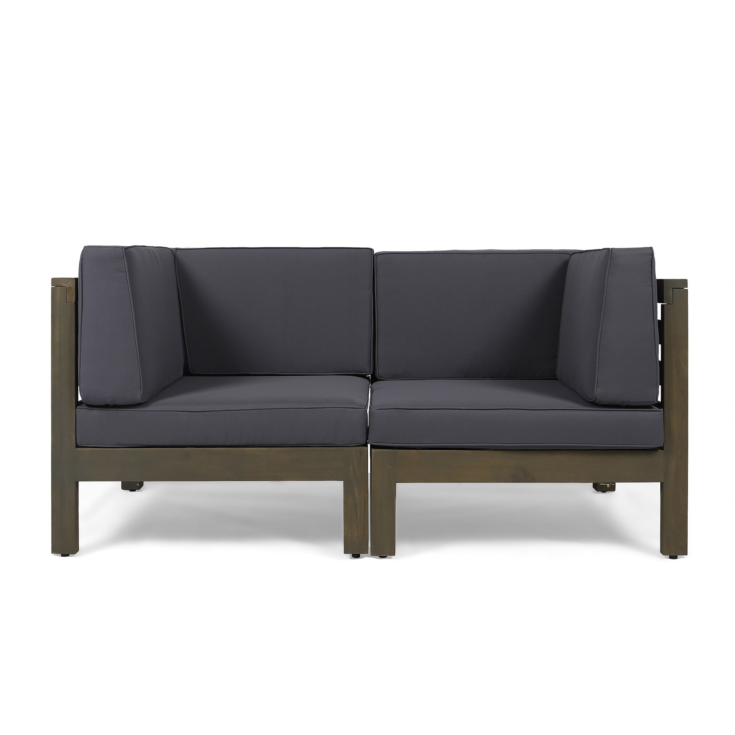 Brava Outdoor 2 Seater Sectional Acacia Wood Loveseat Set With Water Resistant Cushions By Christopher Knight Home