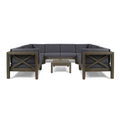 Brava Outdoor 8 Seater Acacia Wood Sectional Sofa Set By Christopher Knight Home