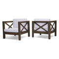 Brava Outdoor Acacia Wood Club Chairs With Cushions Set Of 2 By Christopher Knight Home