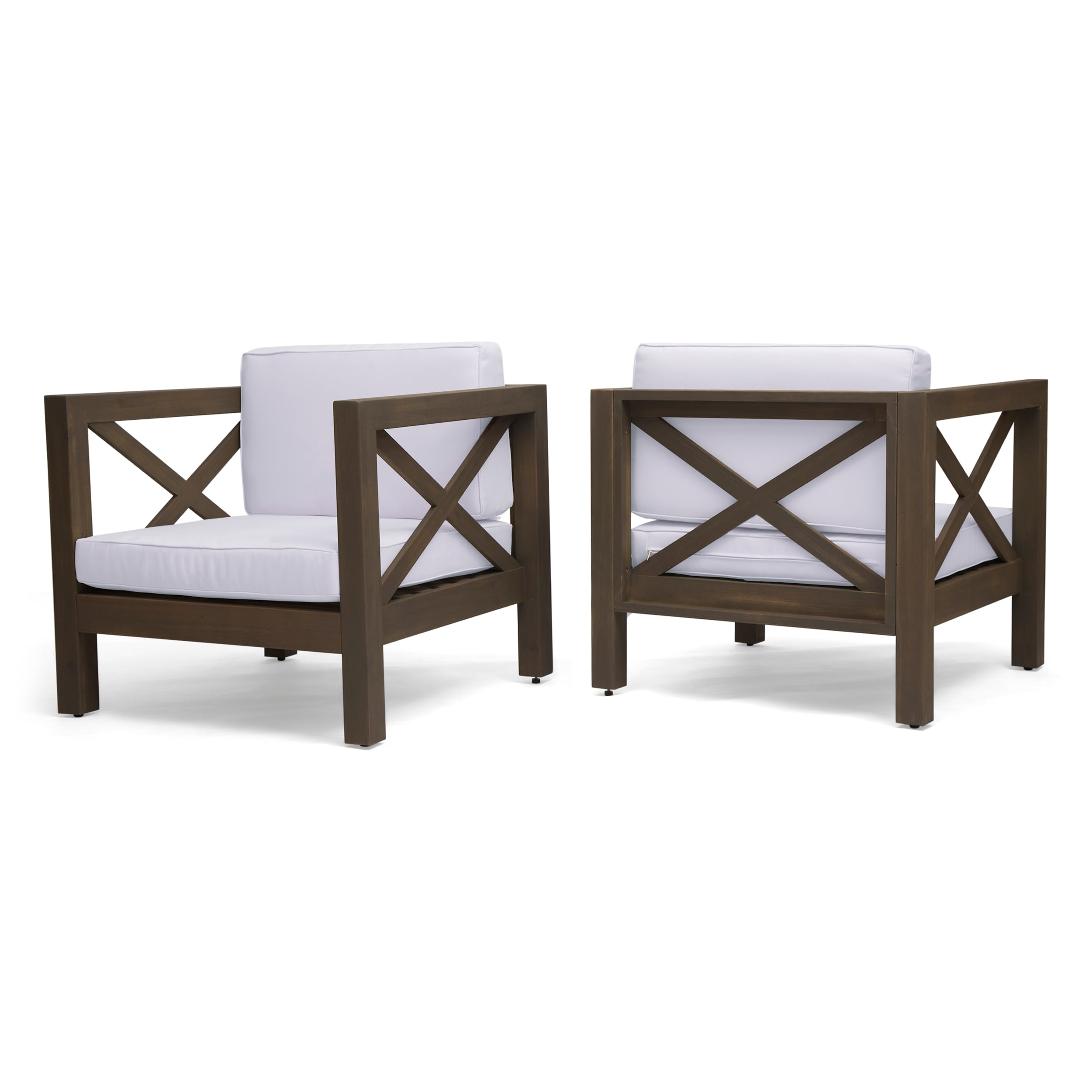 Brava Outdoor Acacia Wood Club Chairs With Cushions Set Of 2 By Christopher Knight Home