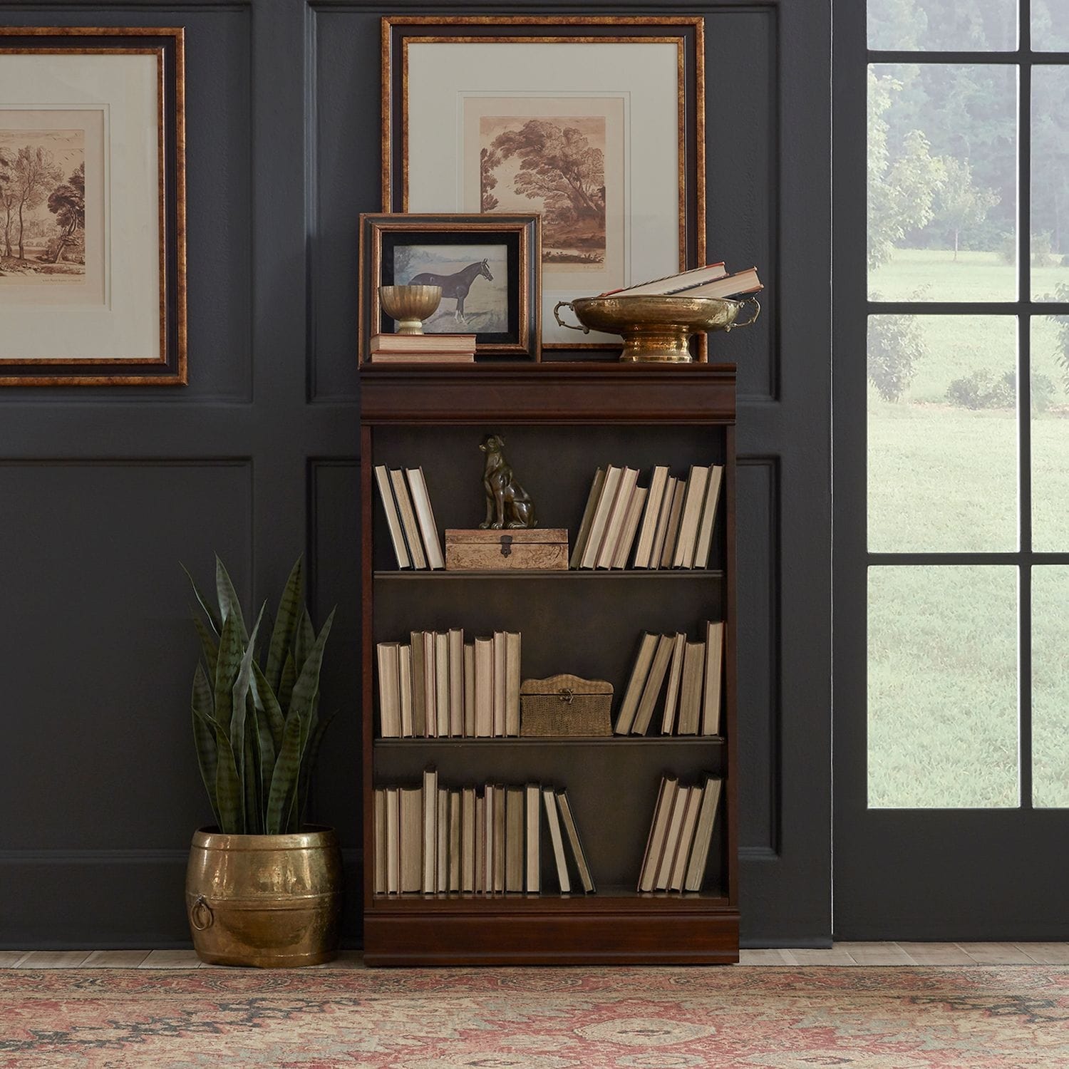 Brayton Manor Cognac Jr Executive 48 Inch Bookcase