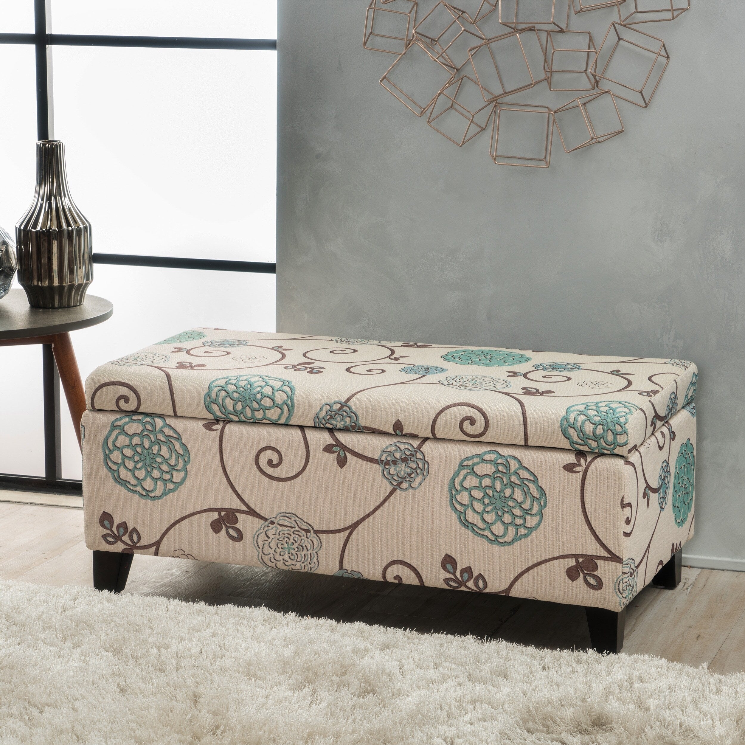 Breanna Floral Fabric Storage Ottoman By Christopher Knight Home