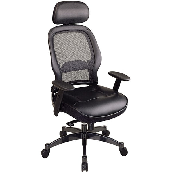 Office Star Professional Black Breathable Mesh Back Chair With Adjustable Headrest