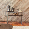 Breckinridge Mahogany Spice And Pewter Demi Lune Sofa Table