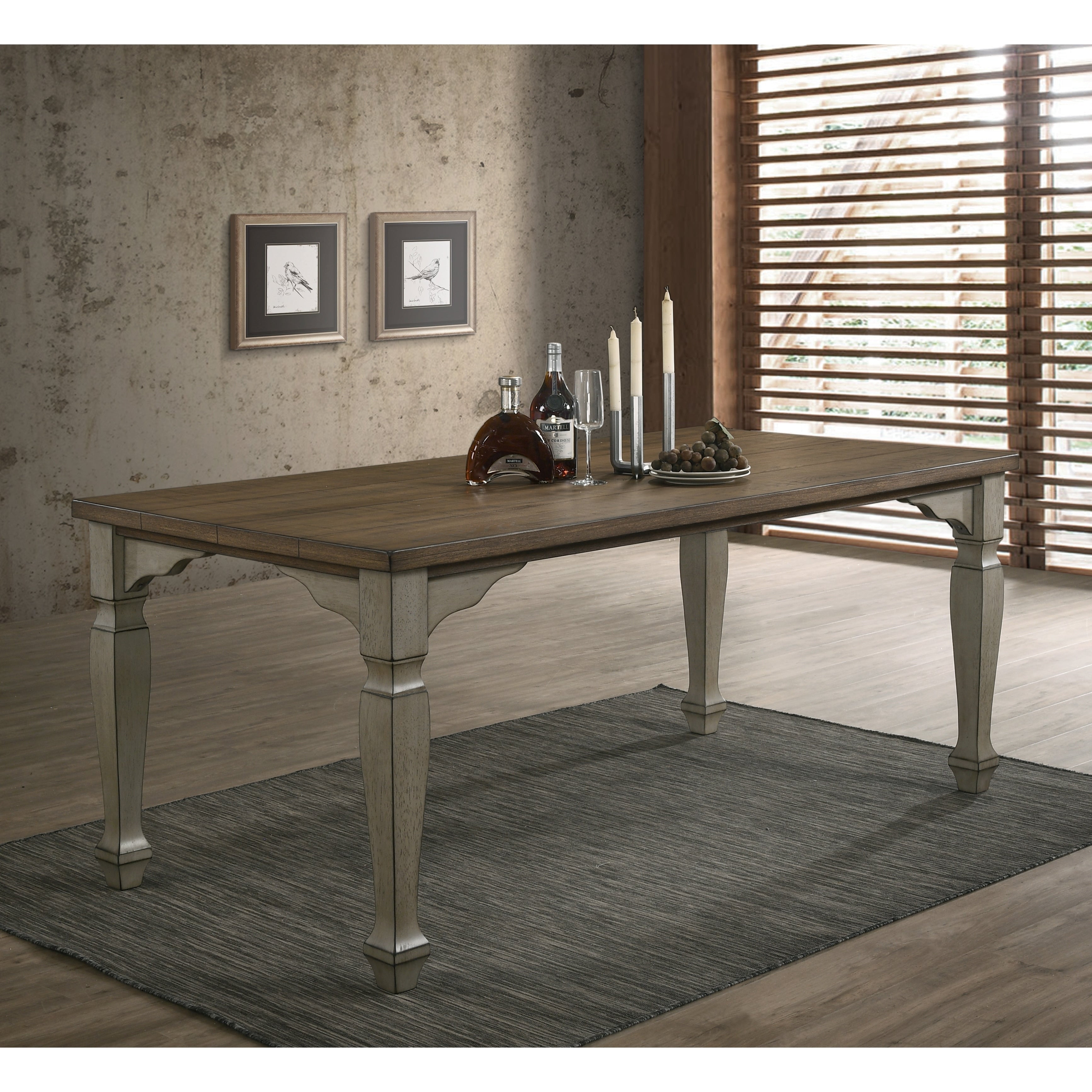 Breda Antique Gray And Dark Oak Finished Wood Dining Table Multi N A