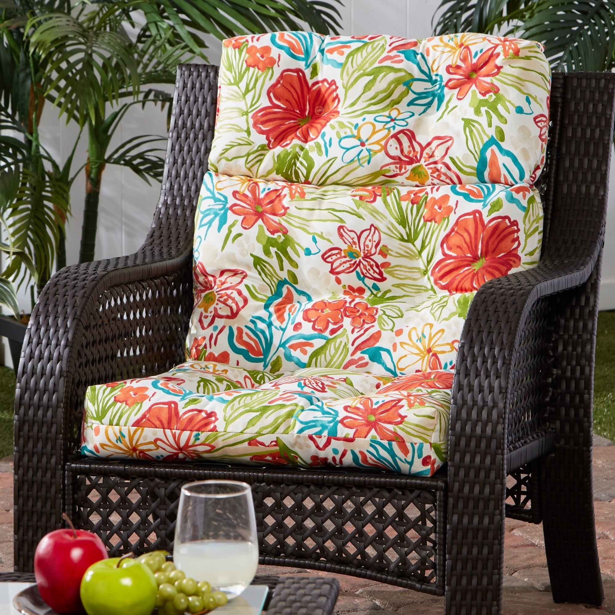 Breeze Floral 22 Inch X 44 Inch Outdoor High Back Chair Cushion