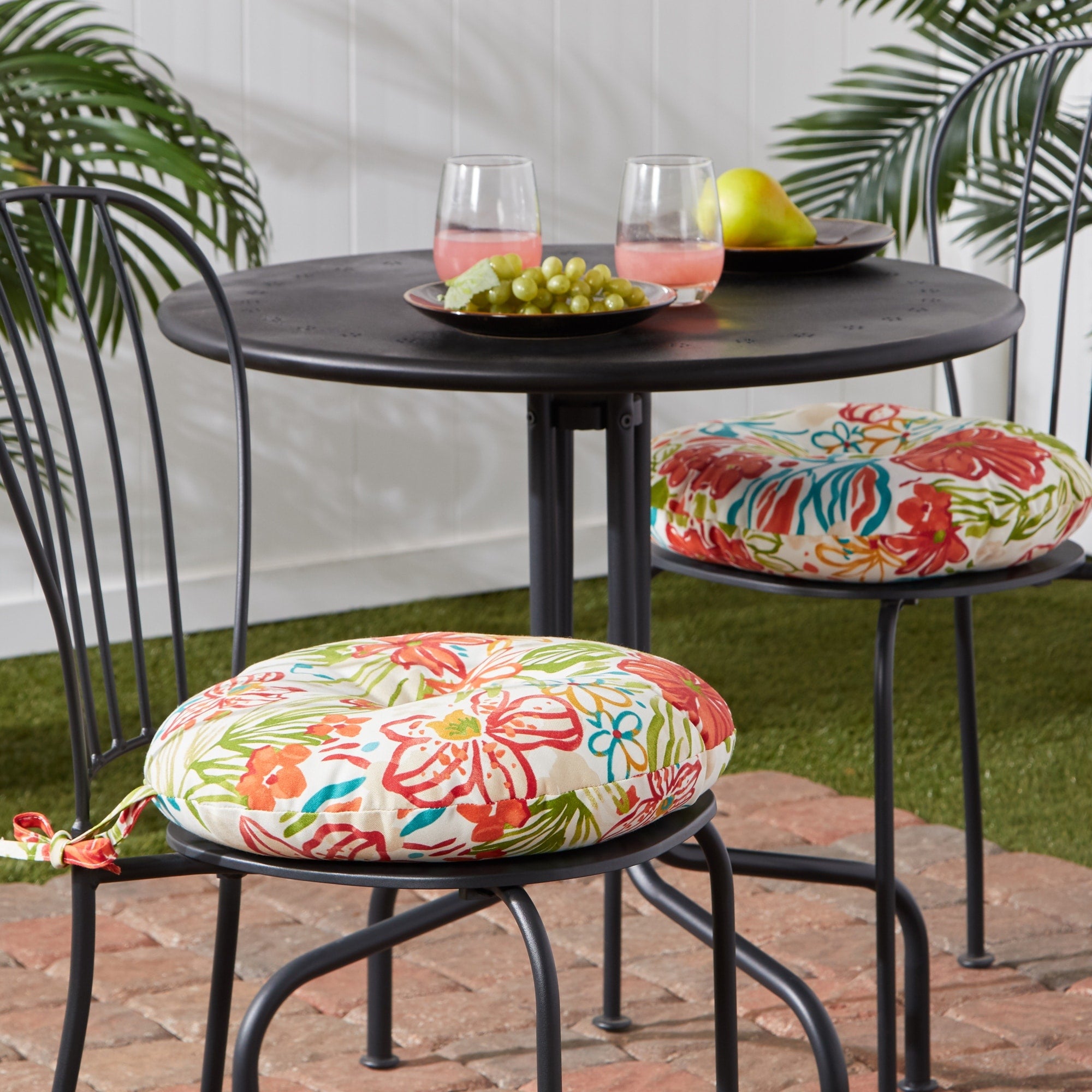 Breeze Floral Outdoor 15 Inch Bistro Chair Cushion Set Of 2