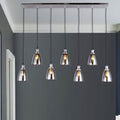 Breffa Chrome 7 Light Linear Chandelier Smoked Glass Shade Includes Edison Bulbs