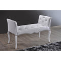 Breslin Contemporary White Pu Leather Upholstered And Tufted Bench With Nail Trim And Wood Legs In Coaster White Finish