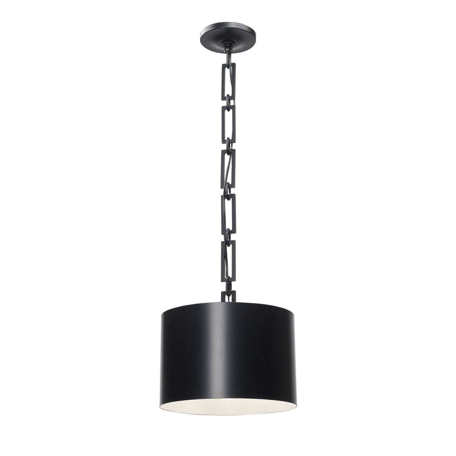1 Light Matte Black White Mini Chandelier
