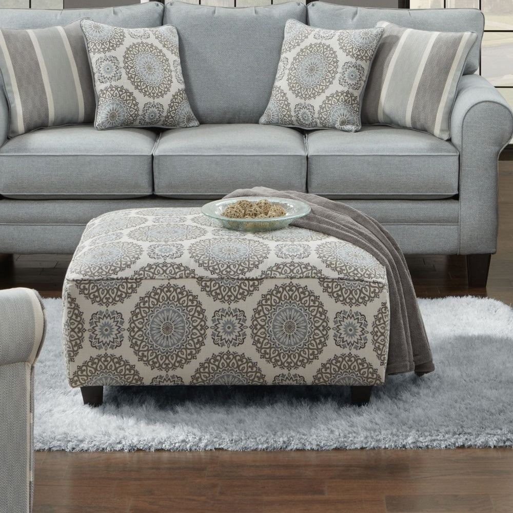 Brianne Twilight Padded Patterned Cocktail Ottoman
