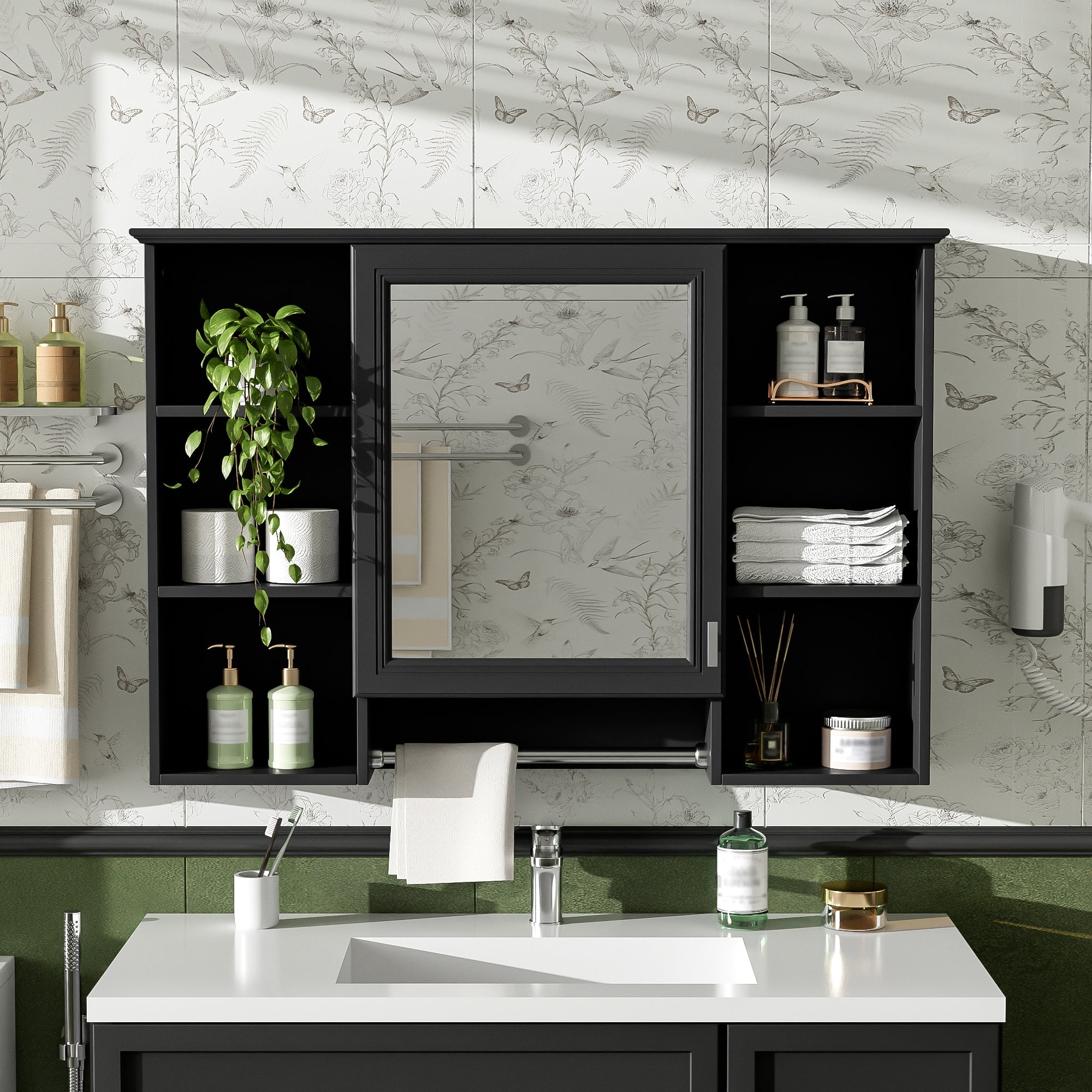 Briarwick 42 Modern Wall Mounted High Define Mirror Cabinet With Adjustable Shelves Soft Close Door Towel Bar By Gdfstudio