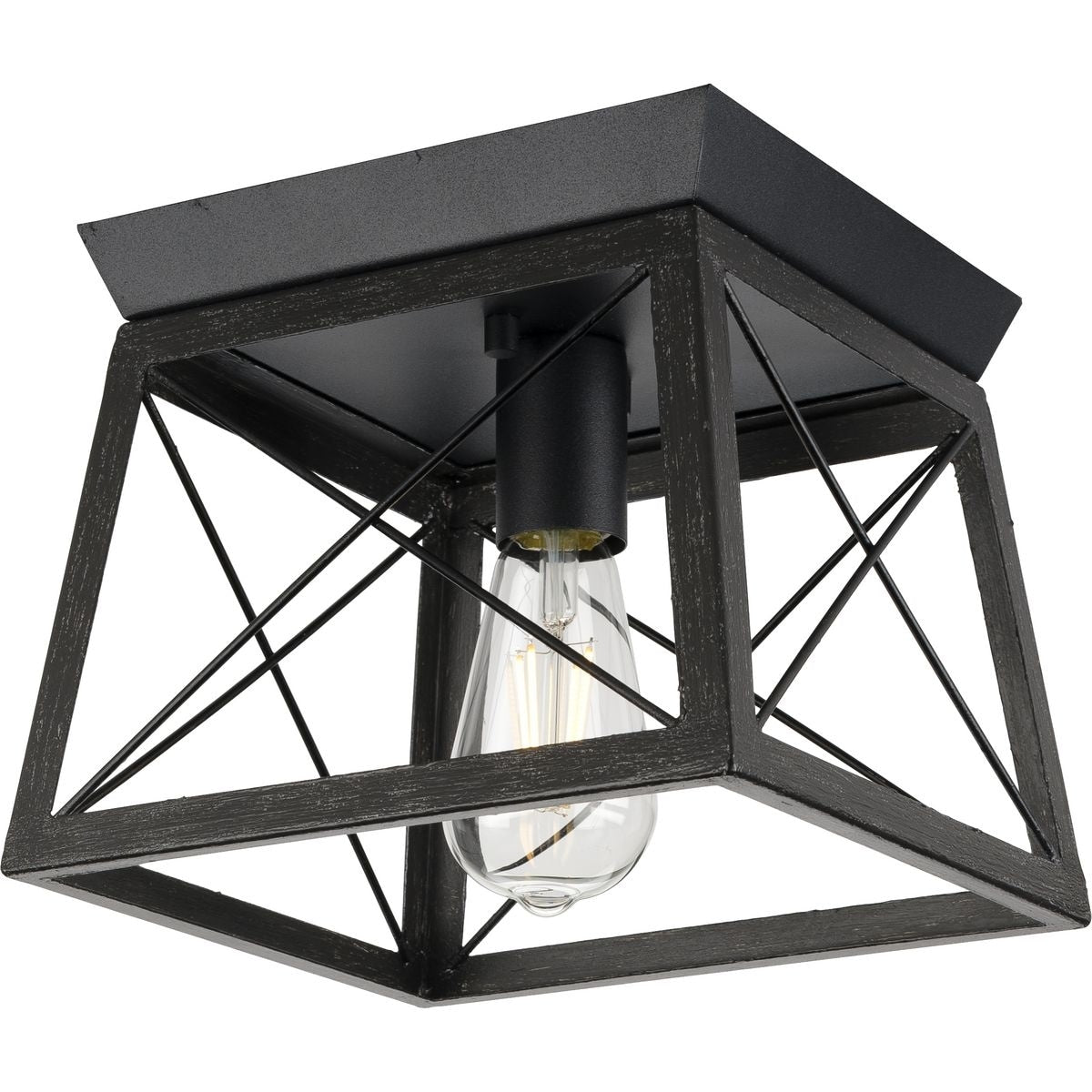 Briarwood Collection 1 Light Black Farmhouse Flush Mount Ceiling Light 9.5 In X 9.5 In X 7.625 In