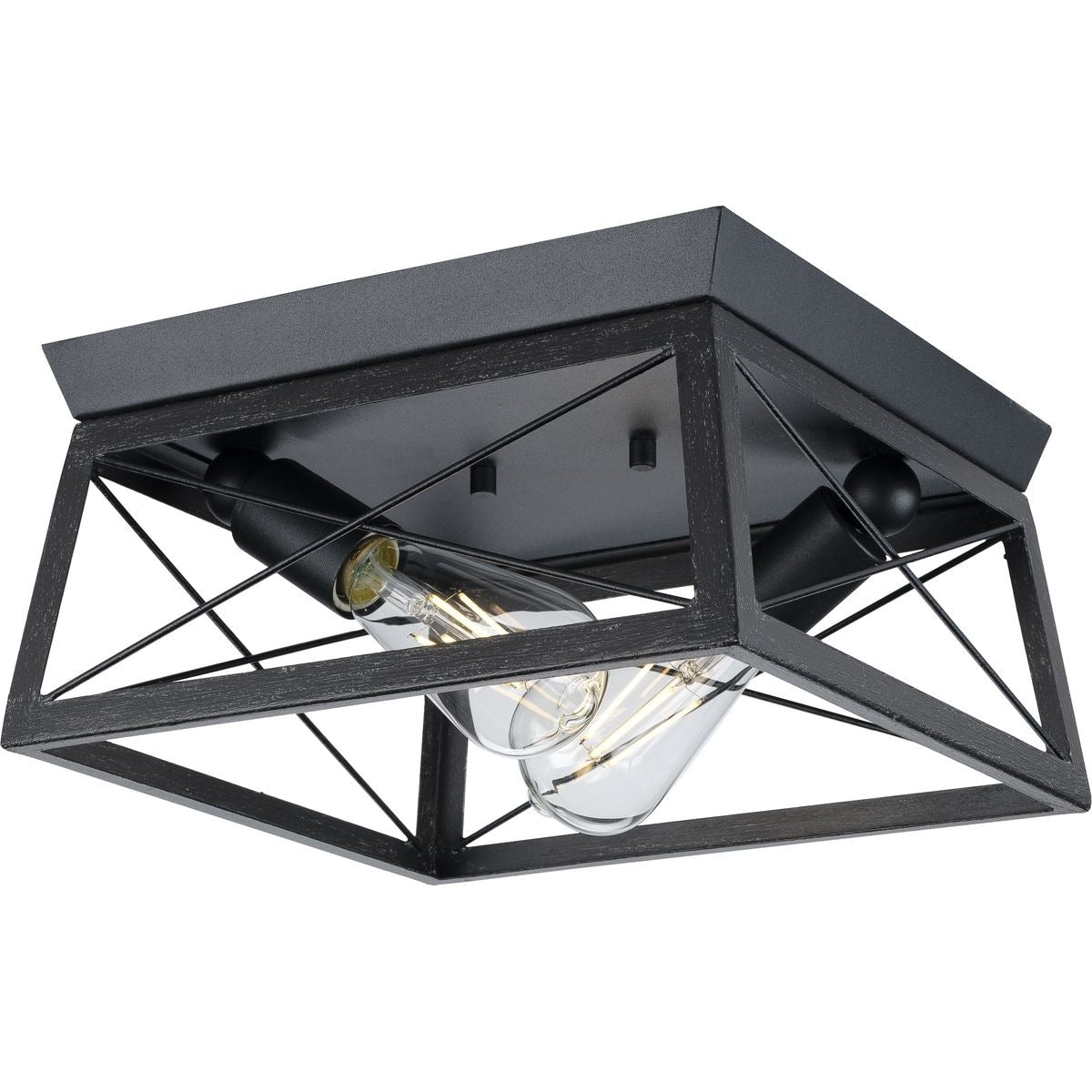 Briarwood Collection 2 Light Cerused Black Flush Mount Ceiling Light 12 In X 12 In X 6 In